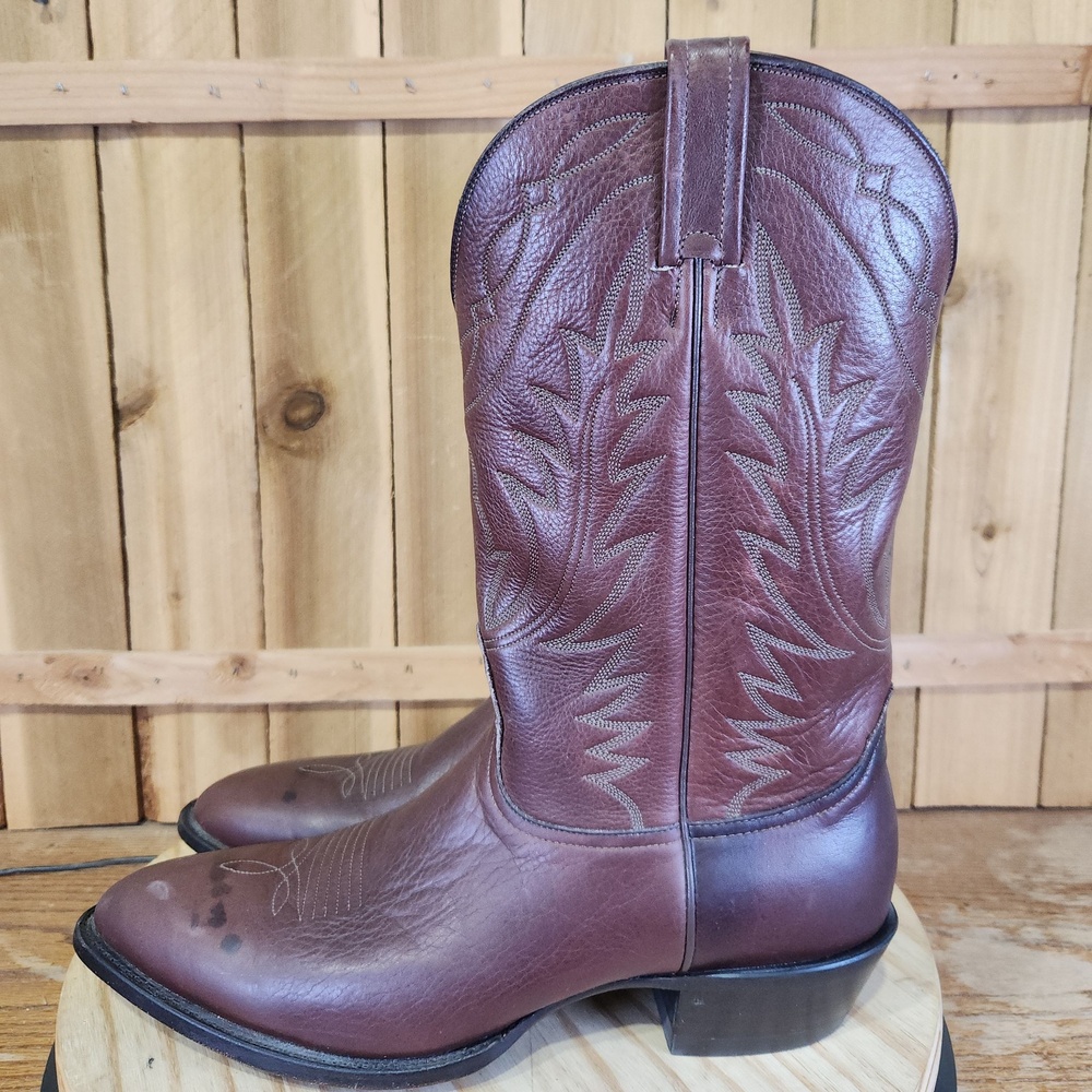 Vintage Nocona Classic Boots Mens 12 C Brown Western Cowboy Pointed Toe Made USA